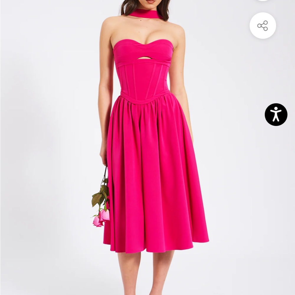 Maia Fuchsia Halter Neck Corset Midi Sundress